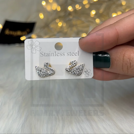 Stainless White Swan Earrings